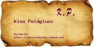 Kiss Pelágiusz névjegykártya